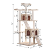 Real Wood 74" Multi-Level Cat Tree Large Cat Play Furniture