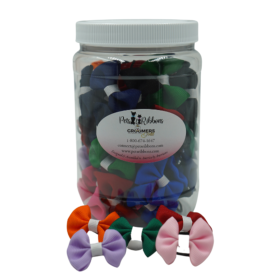 GG101 | 50-100 Assorted White Trim Groomer Dog / cat Bows in Jar|Pets Ribbons