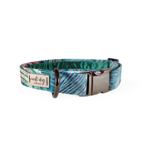 Palmetto Hand-dyed Watercolor Palm Leaf Buckle & Martingale Dog Collar