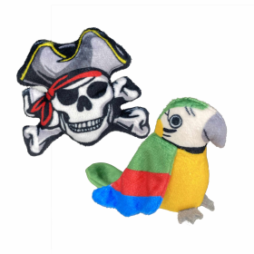 Multipet Margaritaville Pirate Skull and Parrot Cat Toy 5" 2pk