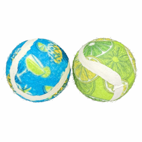 Multipet Margaritaville Tennis Ball Cat Toy 2" 2pk