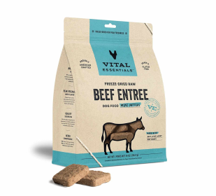Vital Essentials Freeze-Dried Raw Beef Entree Dog Food Mini Patties, 14 oz