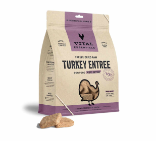 Vital Essentials Freeze-Dried Raw Turkey Entree Dog Food Mini Patties, 14 oz