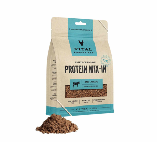 Vital Essentials Freeze-Dried Raw Beef Protein Mix-In Ground Topper for Dogs, 6 oz