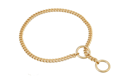 Slip Curve Show Chain Collar (10 in x 1.2 mm) (Color: Gold Plated Metal Chain)