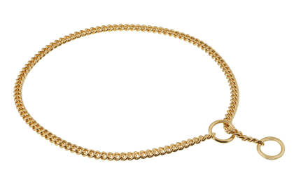 Slip Curve Show Chain Collar (24 in x 1.4 mm) (Color: Gold Plated Metal Chain)