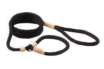 Nylon Slip Leash With 2 Stoppers (6ft  x 5/16in or 8mm) (Color: Black Nylon)