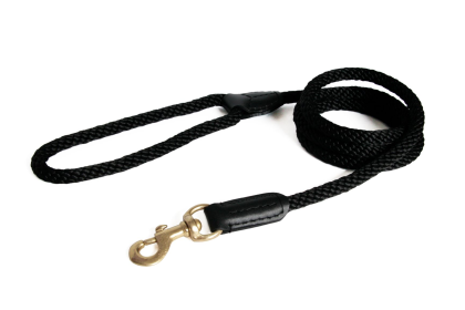 Rope and Leather Snap Lead (4ft x 3/4 in) (Color: Black  Line)
