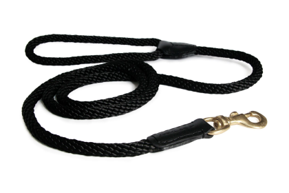 Rope and Leather Snap Lead (6ft x 3/4 in) (Color: Black  Line)