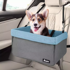 JESPET & GOOPAWS Dog Booster Seats for Cars, Portable Dog Car Seat Travel Carrier with Seat Belt for 24lbs Pets (Color: Grey)