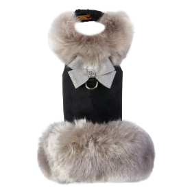 Susan Lanci Designs Platinum Glitzerati Nouveau Bow Silver Fox Faux Fur Coat (size: large)