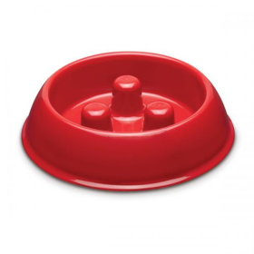 PS Plastic Slow Feeder Bowl 12oz Red (Color: Red, size: 12oz)