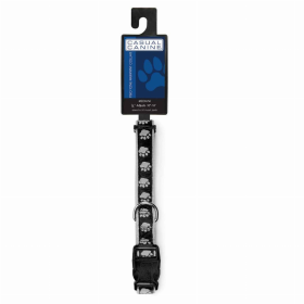 CC TwoTone Pawprint Collar (Color: Black, size: 10-16in)