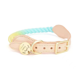 Luxe Royal Leather Rope Collar (Collar Size: S, Color: Bubble Love)