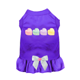 Macaroon Hearts Dog (Color: Purple, Style: DRESS, size: X Small)