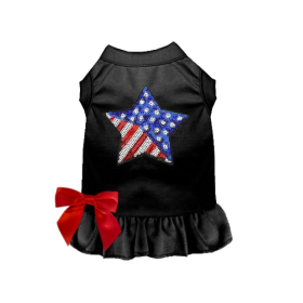 Patriotic Star Dress/Tee (Color: Black, Style: DRESS, size: X Small)