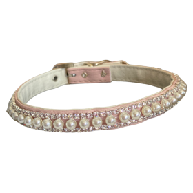 Pretty in Pink Pearl and Rhinestone Collar (size: 10'')