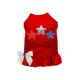 Red, White, & Blue Stars Tee/Dress (Color: Red, Style: DRESS, size: X Small)
