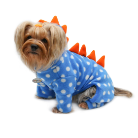 Polka Dots DINO Fleece Hooded Bodysuit/Pajamas (size: XS)