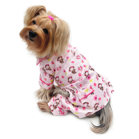 Girly Monkey Flannel Pajamas with 2 Pockets (size: XS)