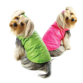 Reversible Parka Vest with Ruffle Trims - Lime/Pink (size: XS)