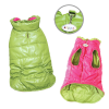 Reversible Parka Vest with Ruffle Trims - Lime/Pink