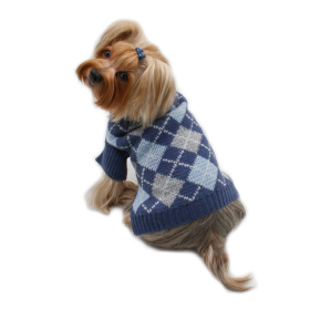 Argyle Turtleneck Sweater in Navy/Grey/Light Blue (size: XS)