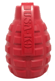 USA-K9 Grenade Durable Rubber Chew Toy & Treat Dispenser (size: medium)
