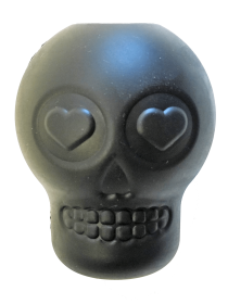 MKB Sugar Skull Durable Rubber Chew Toy & Treat Dispenser (Color: Black)