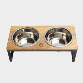 GF Pet Wood & Metal Elevated Feeder (size: small)