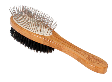Bass Brushes- Dual Sided Pet Brush Oval Style (Color: Dark Bamboo)