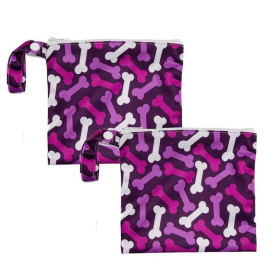 Pink-Purple Bone Yucky Puppy Dog Poop Bag Holders- Standard Size (Color: Pink/Purple, size: 6.75x6.25)