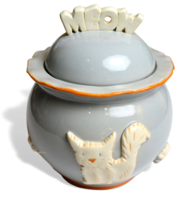Cat Treat Jar (Color: French Grey)